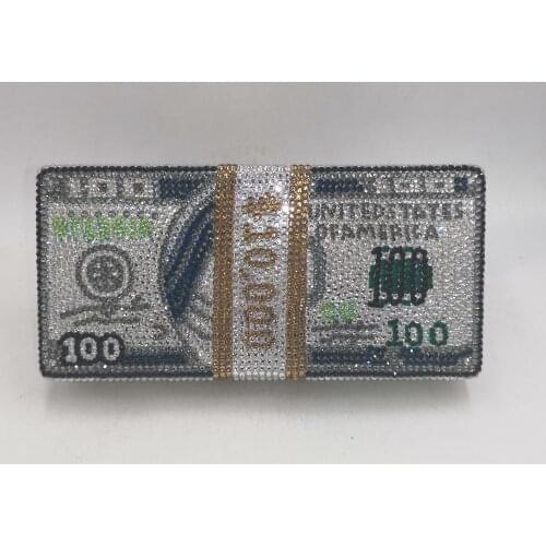 New Crystal Money USD 100 Bags Dollar Design Luxury Diamond Evening Bags Party Purse Clutch Bags No Stock 30 Days Customized