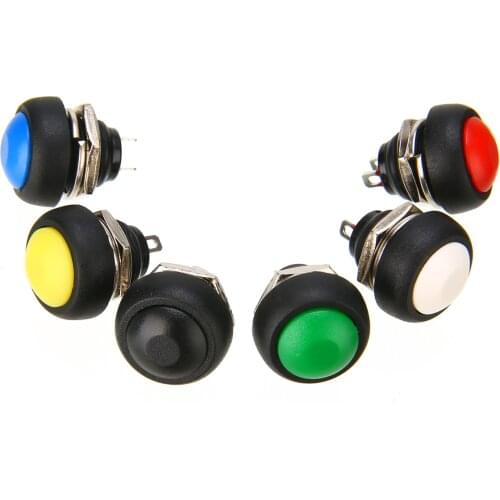 New 6Pcs Waterproof Mini Round Switch Momentary ON/OFF Push Button Toggle Reset Switch 12mm 1A 250V