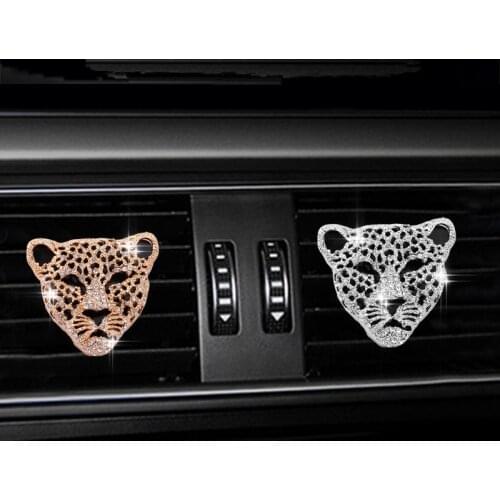 Car Air Freshener In Auto Interior Decor Aroma Car Diffuser Vent Clip Diamond Leopard Solid Perfume Bling Car Accessories Auto
