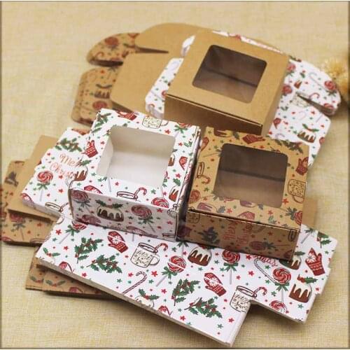 20pcs more size gifts box with window Marbling pattern paper christmas gifts package box candy wedding favors party supplies