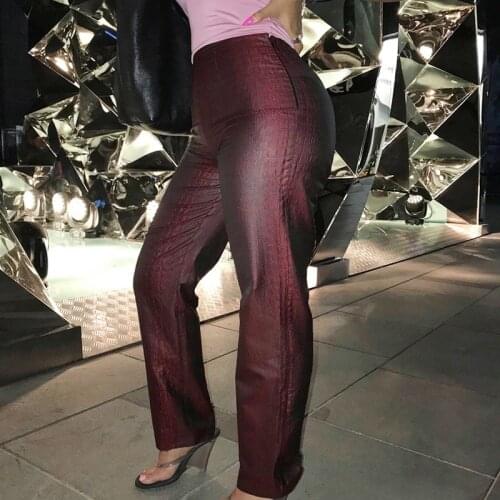 2 Color Retro Custom Woven Flower Crocodile Pattern Printing Y2K High Waist Small Straight Smooth High Waist Casual Trousers