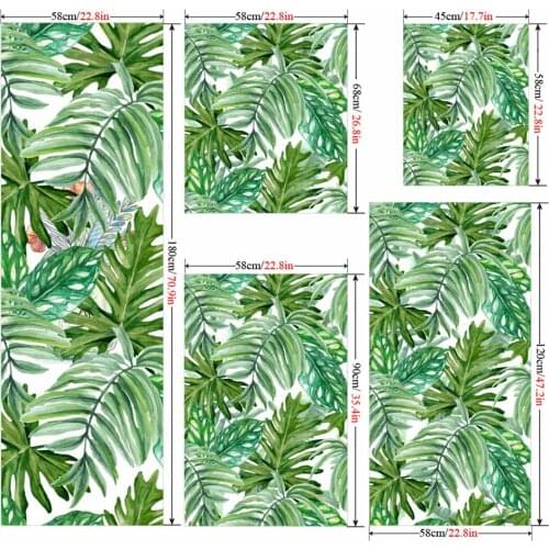 Privacy Self-Adhesive Window Films Frosted Leaves Glasses Stickers Matte Pads for Bathroom Living Room J2Y