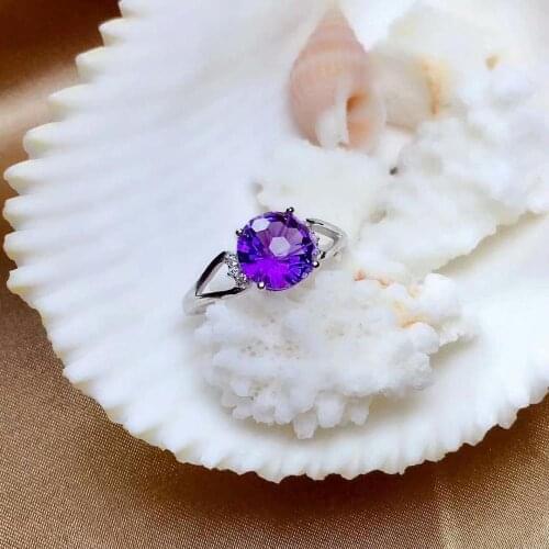 Shilovem 925 sterling silver piezoelectric amethyst Rings fine plant Jewelry women trendy open classic gift 8*8mm mj0808288agz