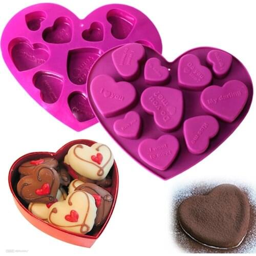 Bakeware English Love Heart Shape Silicone Molds DIY Candy Chocolate Soap Moulds Fondant Cake Decorating Tools Kitchen