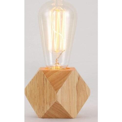 Modern Table Lamp E27 Wooden Desk Lamp Diamond Bedside Lamp Home Bedroom Living Room Decor Wooden Base Table Lamp for Bedroom