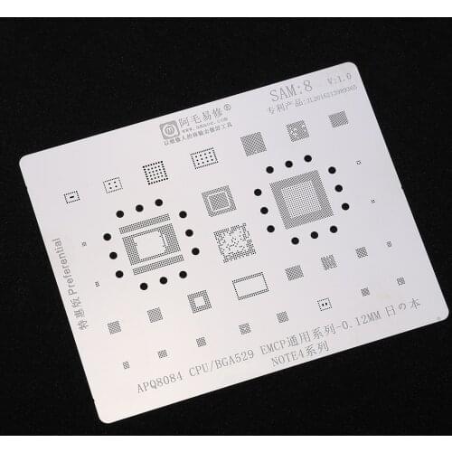Stainless Steel BGA Reballing Stencil for Samsung NOTE4 APQ8084 CPU BGA529 EMCP BGA Stencil Heat Template 0.12mm