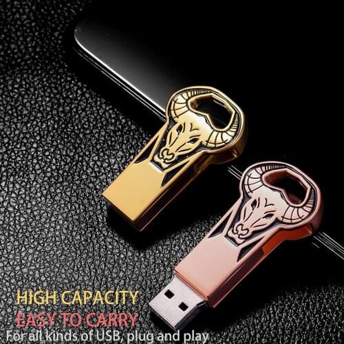 JASTER Pen Drive 32 GB Goud / Rose Gold Bull Head USB Flash Drive 4 Gb 8 Gb 16 Gb 64 Gb Gepersonaliseerde Pen Drive USB Memory S