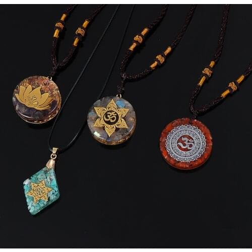 Chakra Pendant Necklace Unisex Natural Crystal Multicolor Quantum Solar Pendant Jewelry Charm Gift Accessories