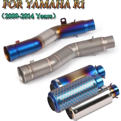 Motorcycle Exhaust Stainless steel Side Row Middle Link Pipe No Motorcycle Muffler Slip-on For Yamaha R1 YZF-R1 2009 - 2014