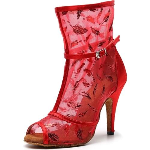 HOT discounts Salsa jazz Ballroom square plus size latin dance shoes for women dancing dancers high heels Flock