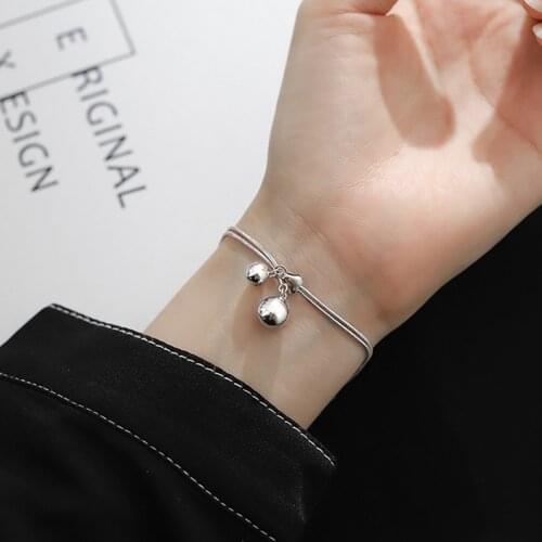 Thin Chain Bracelets For Women Double Layer Round Bell Heart Small Pendant 2021 Summer Korean Simple Fashion Girls Jewelry Gifts