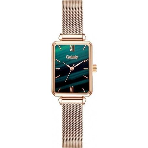 Women Stainless Steel Belt Wristwatch Magnetic Buckle Emerald Dial Watches Ladies Time Piece Quartz Dress Bracelet Watch