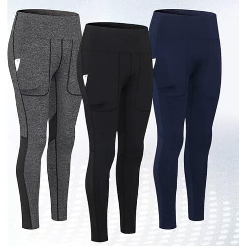 Womens Yoga Pants High Waist Sport Legging Fitness Running Pants High Stretch Tights Pocket Mesh Stitching Trouser GymTights