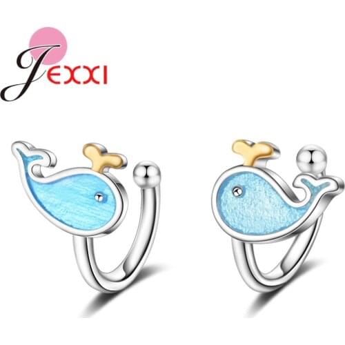 925 Sterling Silver Ear clip Whale Fish Shape New Arrival Sweet Cute Symbol Big Promotions Romantic Daughter Birthday Gift