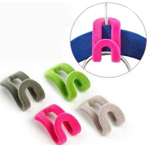 10 PCS/Lot Random Color!! Home Creative Mini Flocking Clothes Hanger Easy Hook Closet Organizer YH-461538