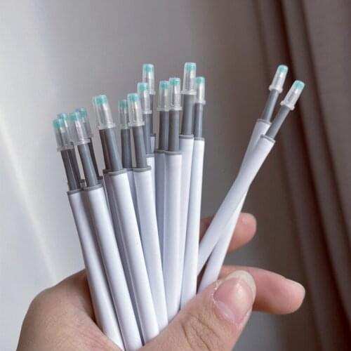 100PC/SET White Pole Press Pen Core 0.5mm Black Gel Pen Refill Student Simplicity Carbon Pen Refill Wholesale Stationary Items