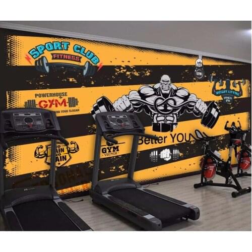 Custom photo 3d room wallpaper Retro nostalgic cartoon fitness character lifting weights 3d wall murals wallpaper for walls 3 d