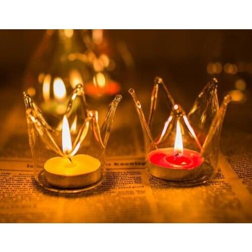 50 pcs New Arrive Glass Crown Vase Candle Holder Home Wedding Decor Romantic Dinner Candlestick