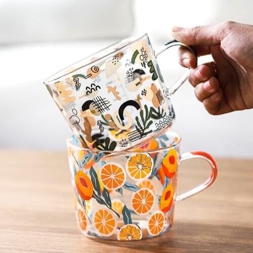 500ml Yellow Peach Cactus Glass Tea Milk Cups With Scale Coffee Mug Party Creative Drinkware Tumbler Water Cups ZM201