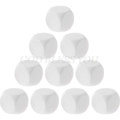 Acrylic 10Pcs/Pack 10/12/14/16/18/20mm White Blank Dice Game Props Educational Toy for Children Solid Color DIY Dice Drop Ship
