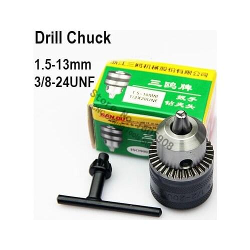 Free shipping Tapered Tip 1.5-13mm Capacity 3/8-24UNF Mount Key Type Drill Chuck The link to the 3/8-24UNF