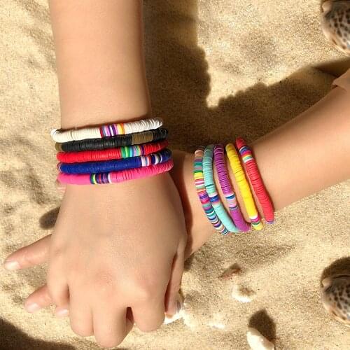 Soft Pottery Rainbow Sandy Beach Bracelets for Women Girls Pride Woven Braided Men Couple Friendship Ethnic Jewelry Lucky Gifts