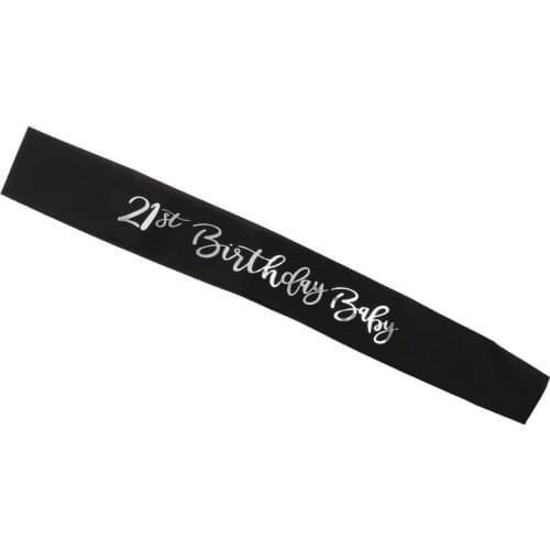 21st Birthday Baby Glitter Satin Sash Princess Happy Birthday Party Celebration Supplies adult Party Decoration Gift Black Pink