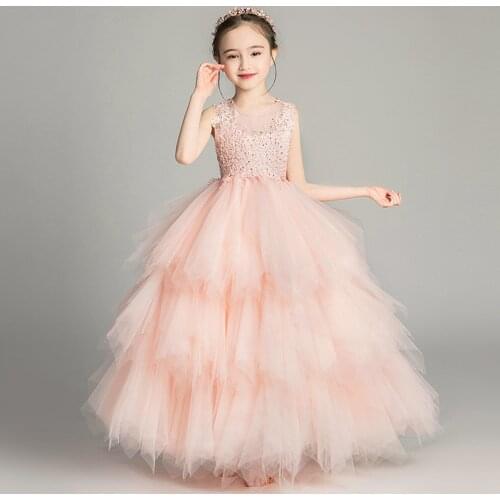 Girls Boutique Clothes Wine Red Kid Knee Length Summer Dress for Children Flower Girls Dress Party Princess Elegant Show Costume