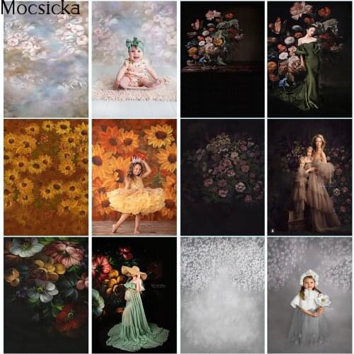 Photography Background Oil Painting Abstract Texutre Floral Photo Background Newborn Kids Birthday Portrait Art Photocall Props