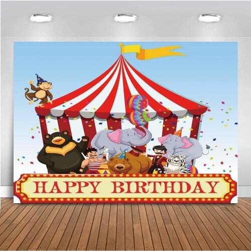Elephant Birthday Circus Backdrop For Photography Newborn Kids Children Amusement Park Theme Party Decor Photo Background