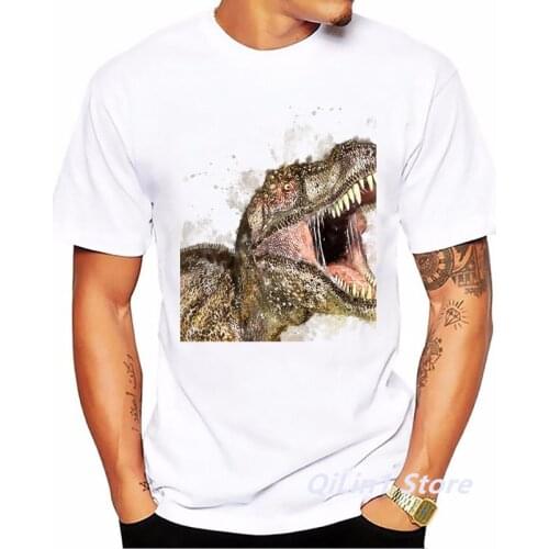 Funny T-Shirt Men Jurassic Dinosaur Animal Print Tshirt Homme Harajuku Kawaii Clothes Summer Fashion T Shirt Hombre Streetwear
