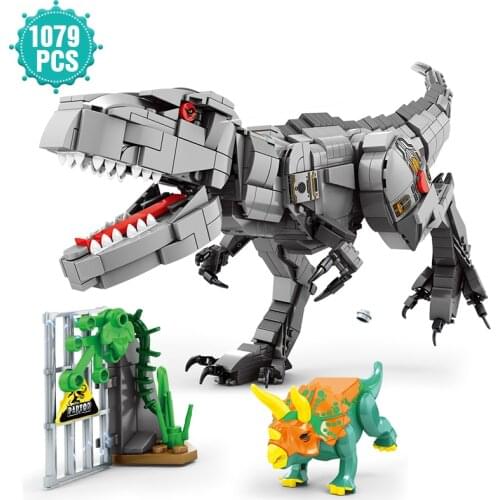 Ideas Jurassic White Tyrannosaurus Model Building Blocks Animal Dinosaur Set Series Bricks Assembly Toys For Children Boys