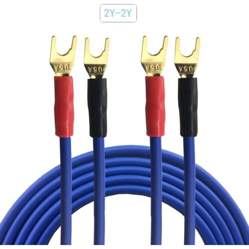 Speaker Cable with Spade Plug Banana 2.0 Plug Amplifier Surround Sound Audio Cable OFC 2Y-2Y 2Y-2B 2Y-2.0 1m 2m 3m 5m 8m