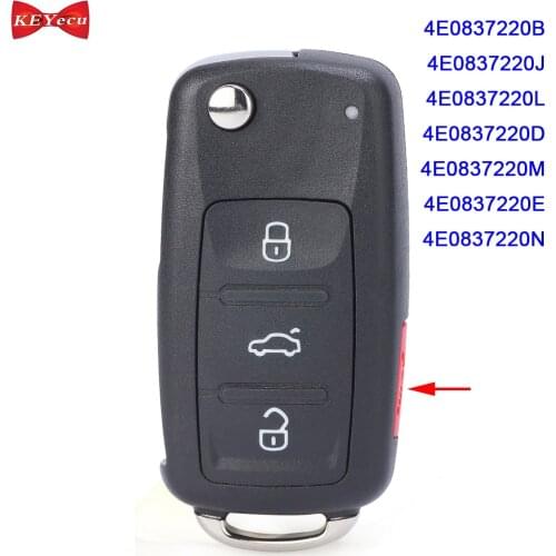 KEYECU for Audi A8 S8 2003 2004 2005 2006 2007 2008 2009 Remote Key Fob 4E0837220B/J/L/D/M/E/N ID46 Chip 315MHz / 433MHz ASK