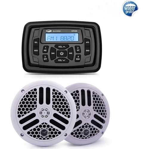 Marine Radio Stereo Bluetooth Audio System Receiver FM AM Car MP3 Player+6.5" Waterproof Speaker For RV ATV SPA Boat Motorcycle