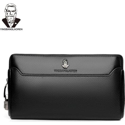 Anti-theft long wallet Male PU leather casual handbag Mens business safety lock Clutch big capacity coded lock purse