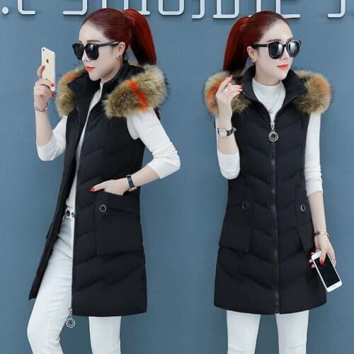 New Women Autumn And Winter Thickened Vest Filling Cotton Solid Color Sleeveless Jacket