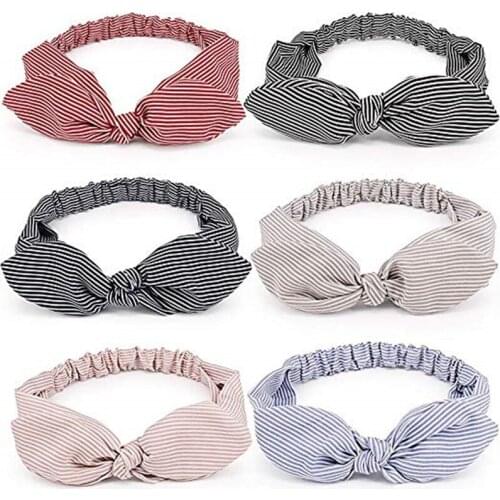 Sweet Women Girls Plaid Polyester Bunny Ears Headband Turban Female Elastic Bow Hairband 2021 Fashion Headwear Hair Accessories