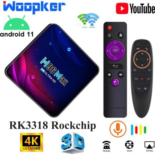 TV Box Android 11 2.4G 5G Dual Wifi Smart TV Box Bluetooth 4.0 Android TV Box RK3318 Rockchip 4G 64GB Google Voice