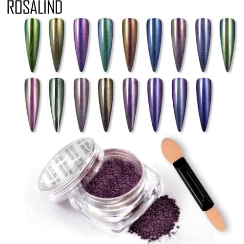 Clearance Discount ROSALIND 0.2g Laser Peacock Powder Nail Glitter Pigment Decoration For Manicure Base Top Coat Design Nail Art