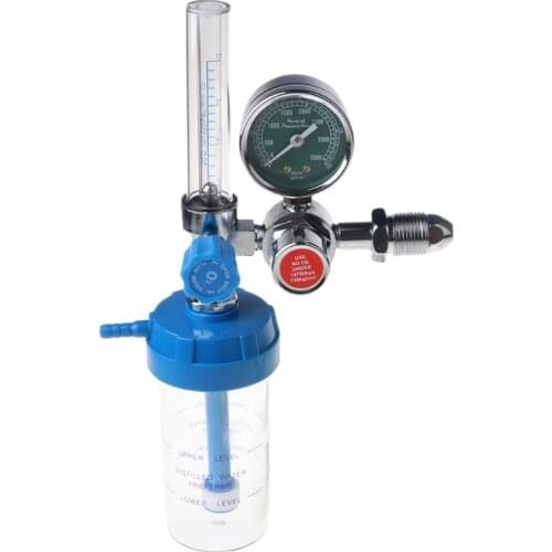 Oxygen Pressure Regulator O2 Pressure Reducer Gauge Meter Flow Gauge Gas Regulator G5/8 Flow Meter Absorber Buoy Type Inhalato