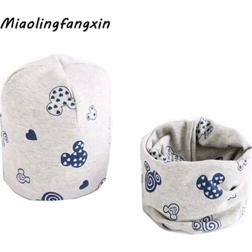 Fashion Star Print Children Beanies Lovely Owl Swan Girls Ring Collar Boy Cotton Cap Kids Neckerchief Baby Hat Scarf Set