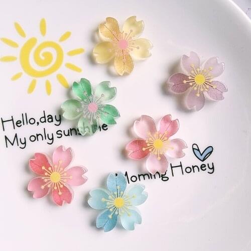 10pcs/bag New Luminous Cherry Blossom Diy Jewelry Material Resin Flower Accessories Epoxy Mobile Phone Case Beauty Material New