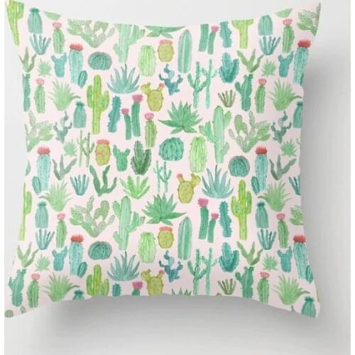 Nordic Fresh Pillow Cover Cushion Cover Sofa Lumbar Pillow Case Green Plant Throw Pillows Pillowcase Car Cactus Car Seat Square