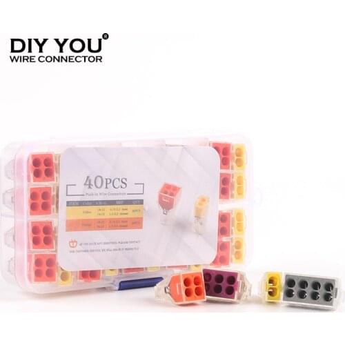 Boxed PCT-102/104/106/108 18-14AWG Compact Wire Connector Push-in 103D/104D 18-10AWG Conductor Wiring Connectors Terminal Block