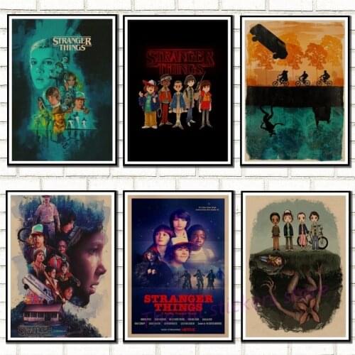 Vintage Movie Stranger Things 2 retro posters home decor kraft paper clear picture print painting wall stickers/9001