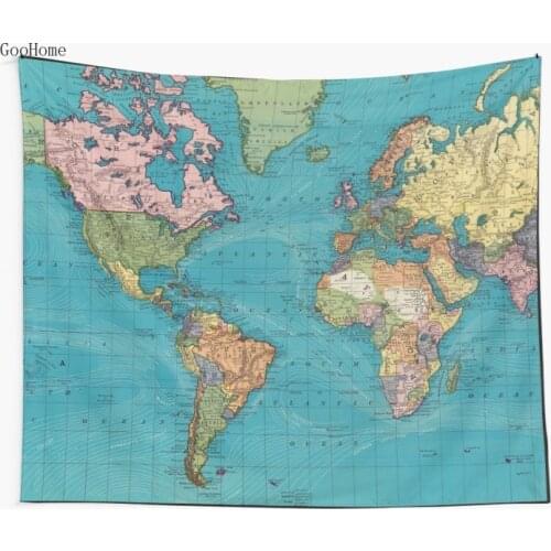 Vintage Map of The World (1897) Wall Tapestry Cover Beach Towel Throw Blanket Picnic Yoga Mat Home Decoration