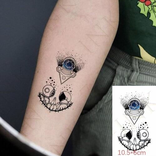 Waterproof Temporary Tattoo Sticker Space Planet Robot Moon Body Art Wrist Chest Foot Flash Tatoo Fake Tatto For Women Men