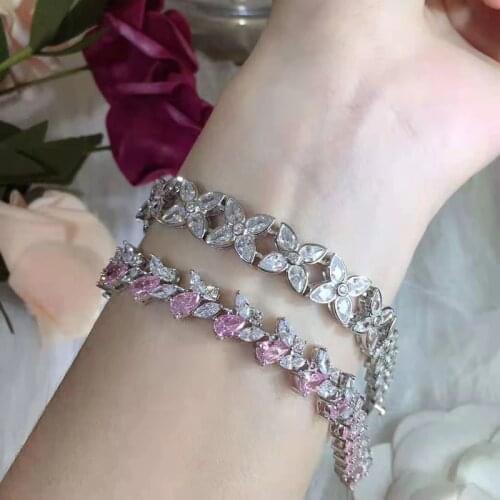 Jewelry s925 sterling silver AAAAA zircon bracelet Charms for the Valentines Day Woman Best Gift Wedding Gifts