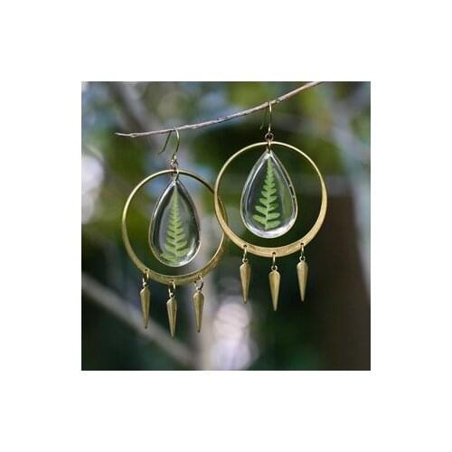 Green Earrings- Fern Earrings In Resin,real Forest Fern Earrings | Preserved Fern Leaves Under Layer of Resin